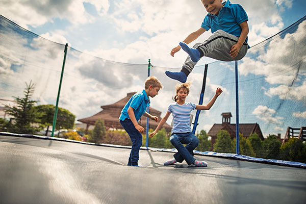 Kids on a trampoline
