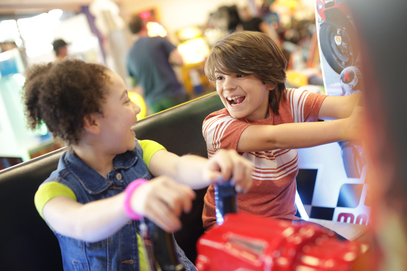 two kids enjoying games