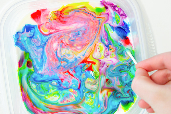 Colors mixed in milk