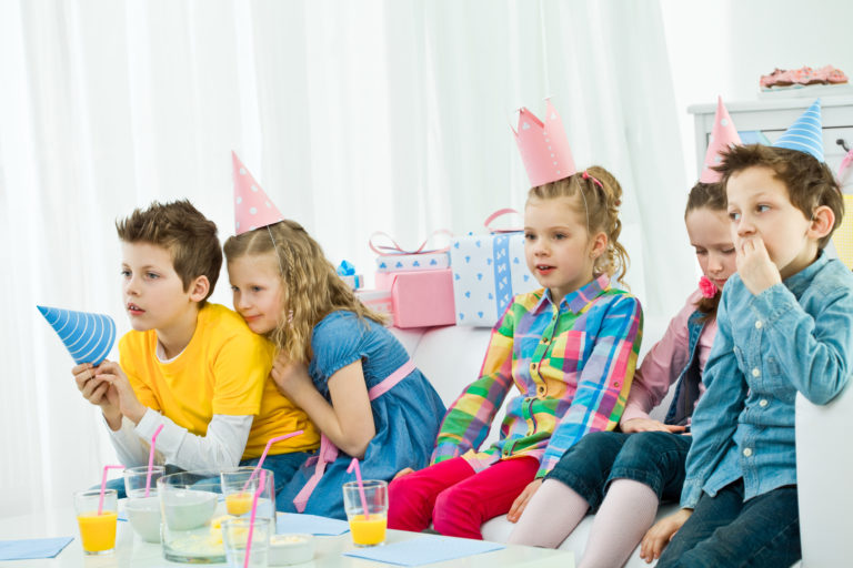 kids watching a movie